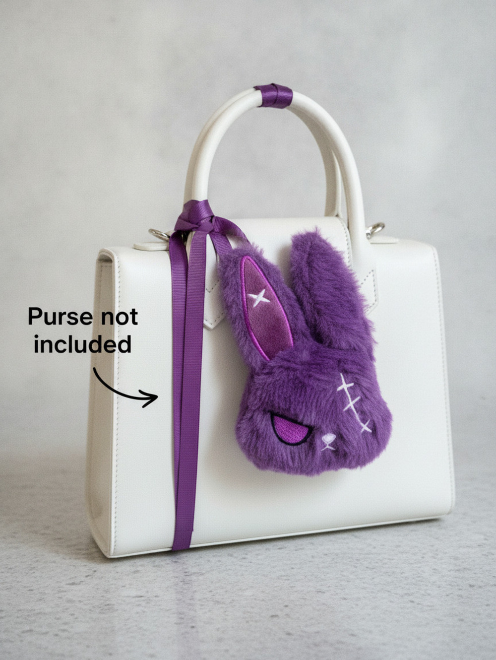 Purple Zombie Bunny Plush Bag Charm Gothic Kawaii Keychain-no purse